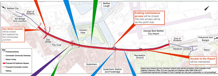 Map of Sydenham Bypass Proposals