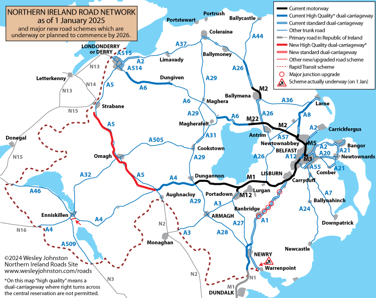 Northern Ireland Road Network as of
January 2025