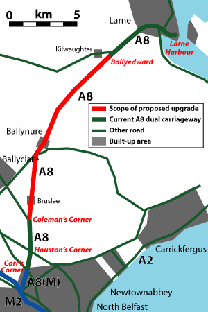 A8 Larne road map