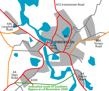 enniskillen map bypass road street southern roads sligo henry site ireland widening a4 northern proposed route wesleyjohnston