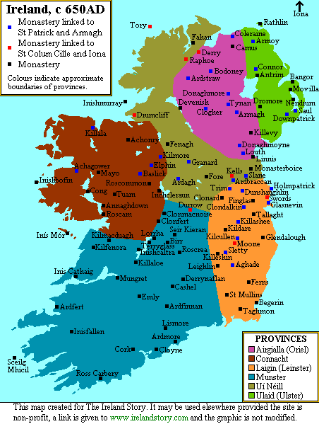 map of ireland in irish language. Irish monasteries,